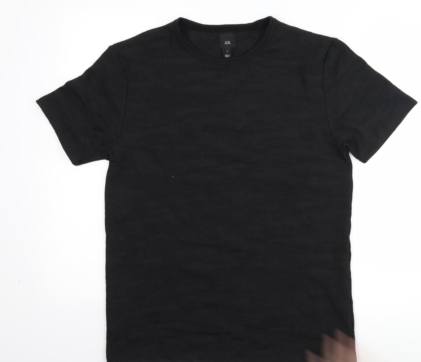River Island Mens Black Camouflage   T-Shirt Size S