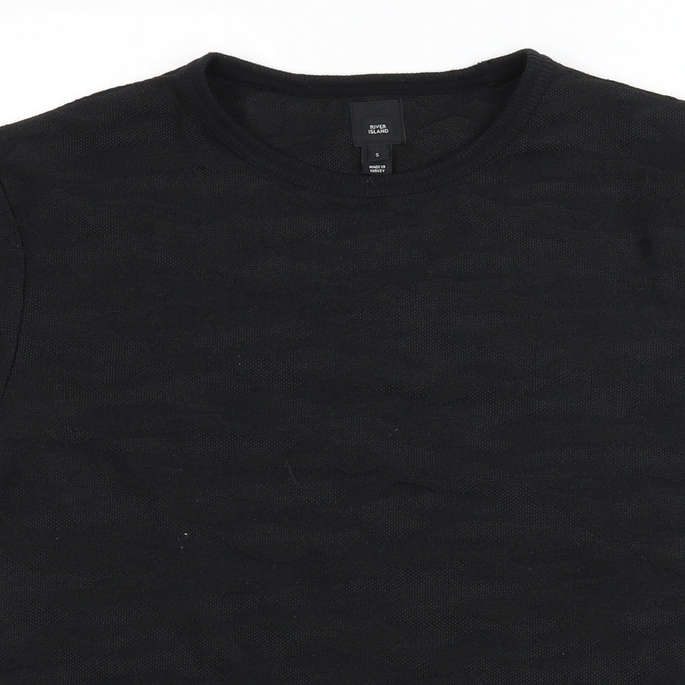 River Island Mens Black Camouflage   T-Shirt Size S