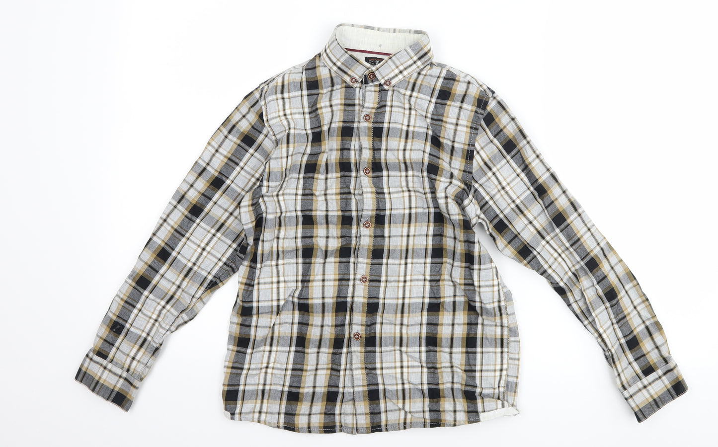 NEXT Boys Grey Check  Basic Button-Up Size 9 Years