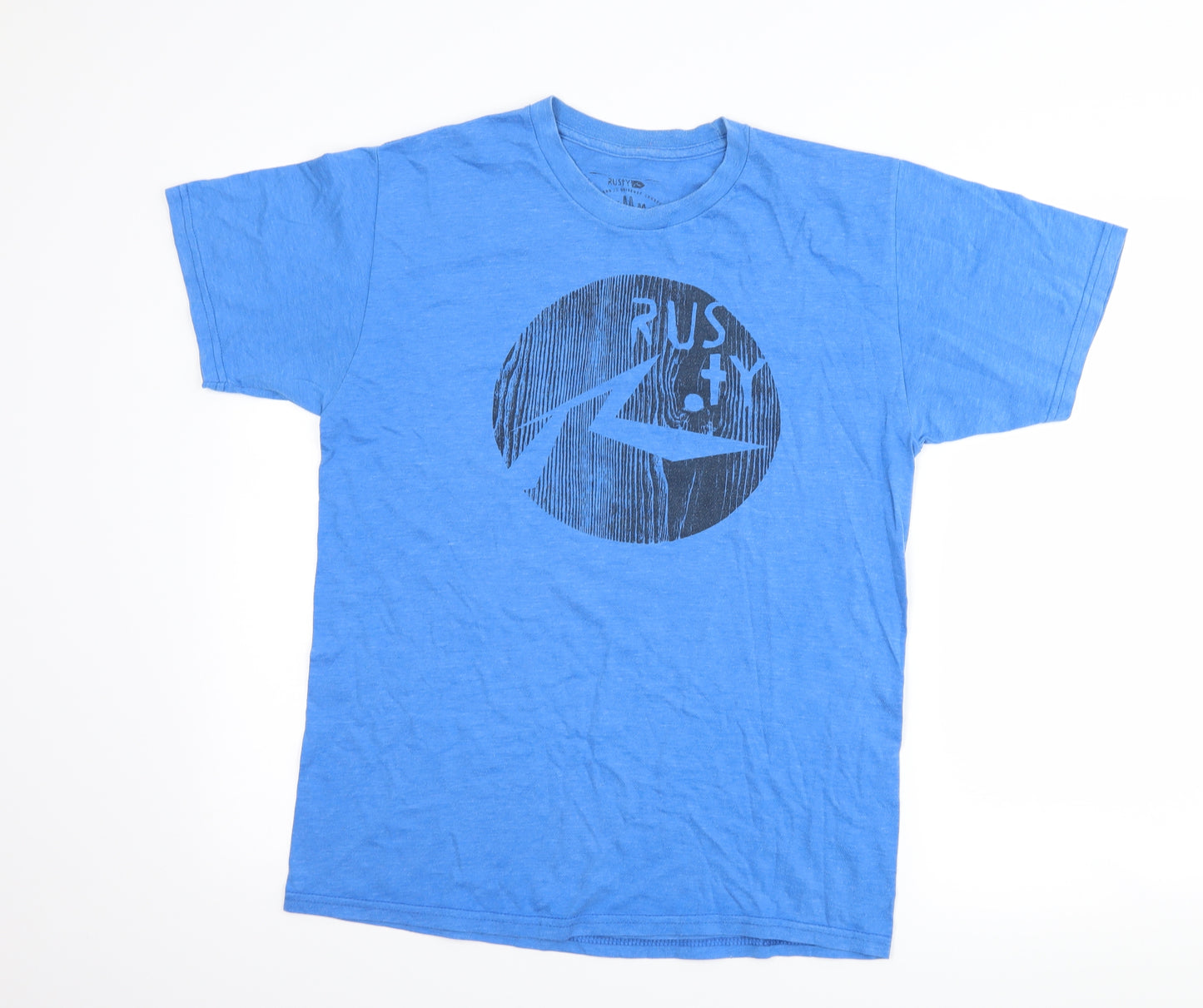 Rusty Mens Blue    T-Shirt Size M  - graphic