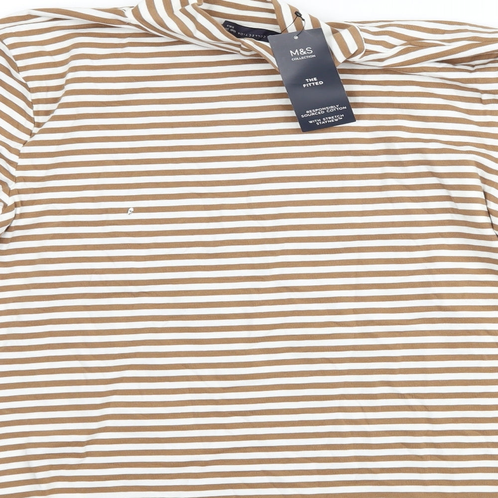 Marks and Spencer Womens Brown Striped  Basic T-Shirt Size 12