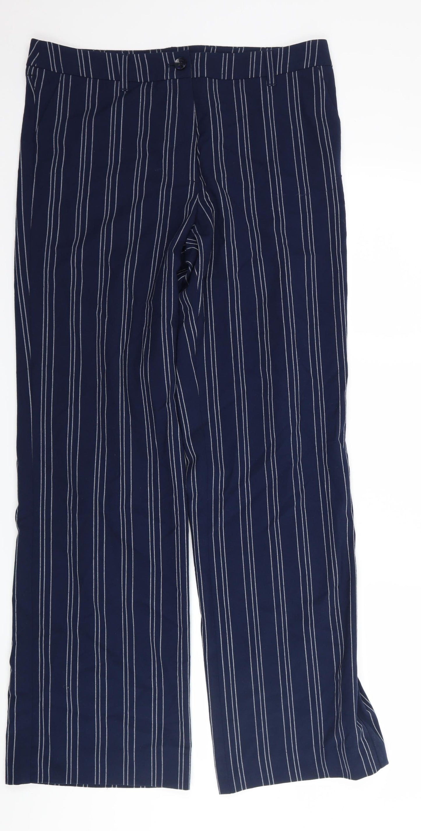 Olsen Womens Blue Striped  Trousers  Size 14 L30 in