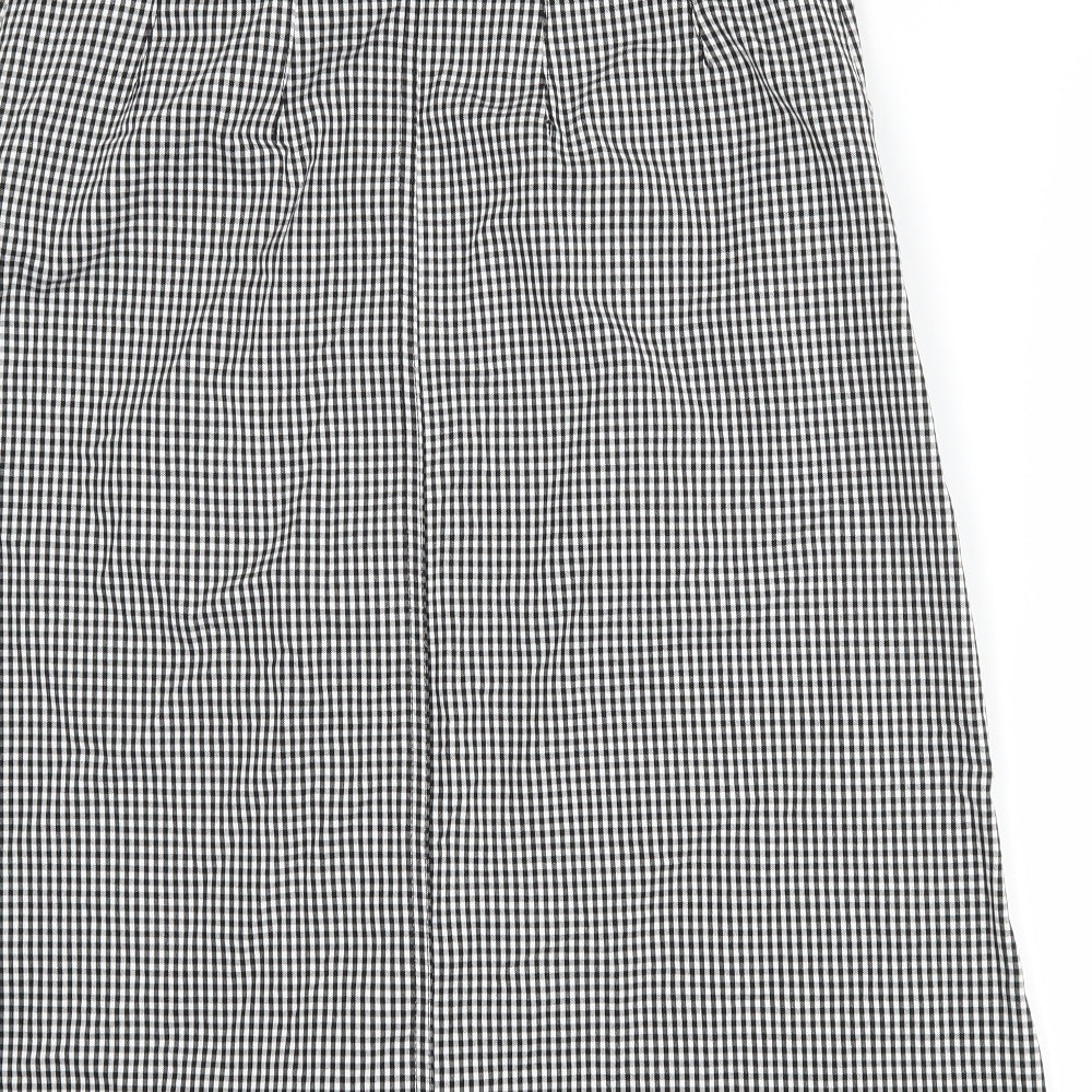 Marks and Spencer Womens Black Check  A-Line Skirt Size 10  - Belt included