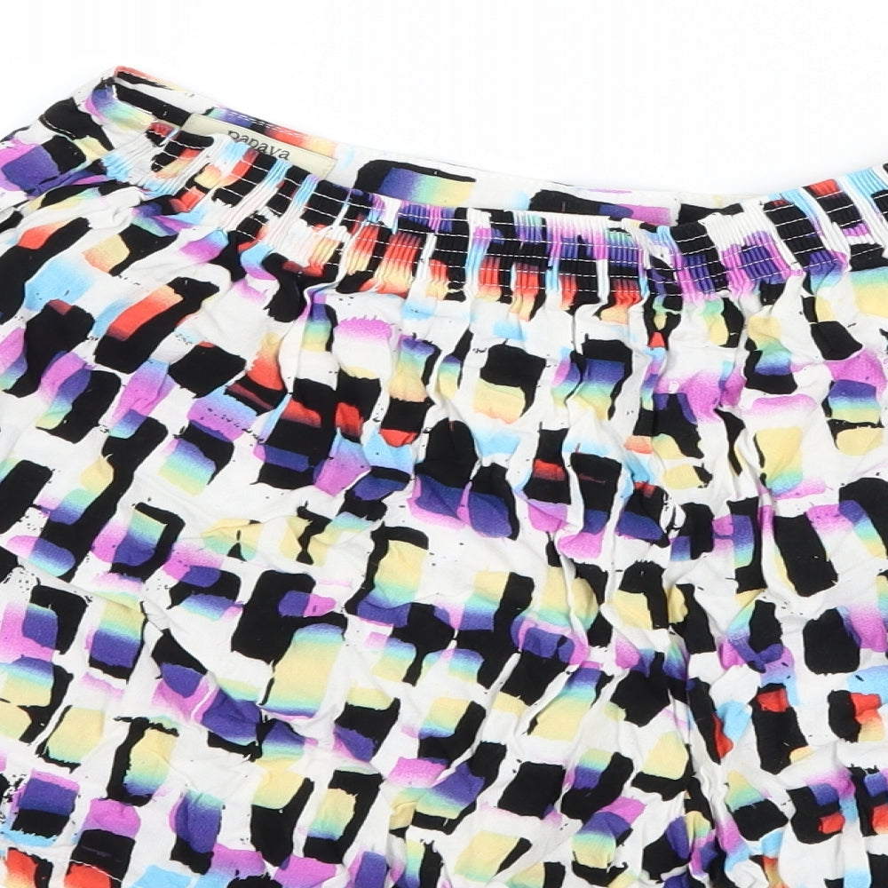 Matalan Womens White Geometric  Mom Shorts Size 12