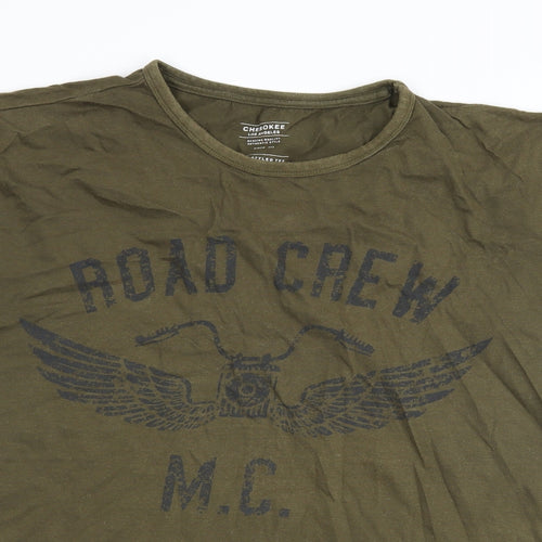 Cherokee Mens Green    T-Shirt Size L  - graphic