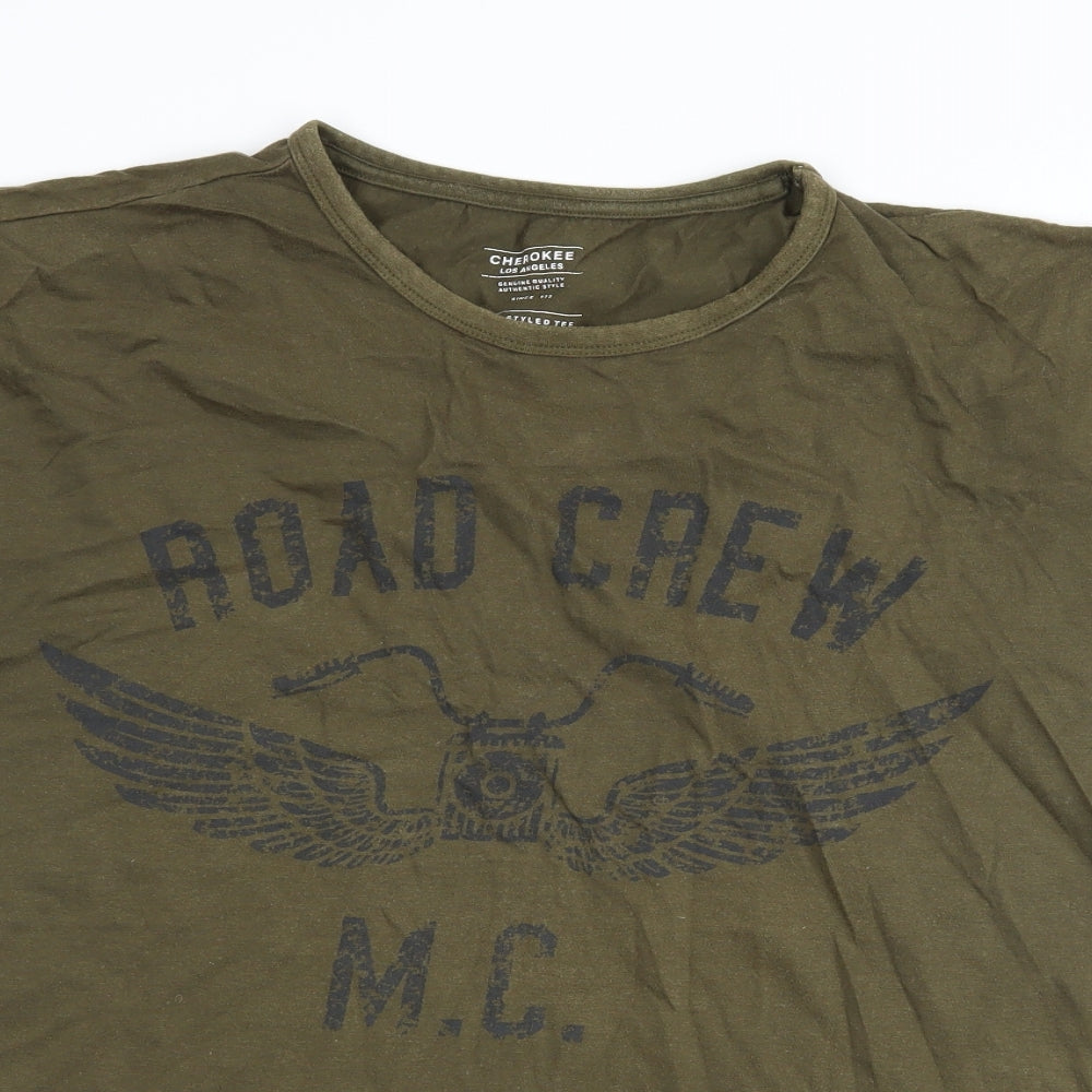 Cherokee Mens Green    T-Shirt Size L  - graphic