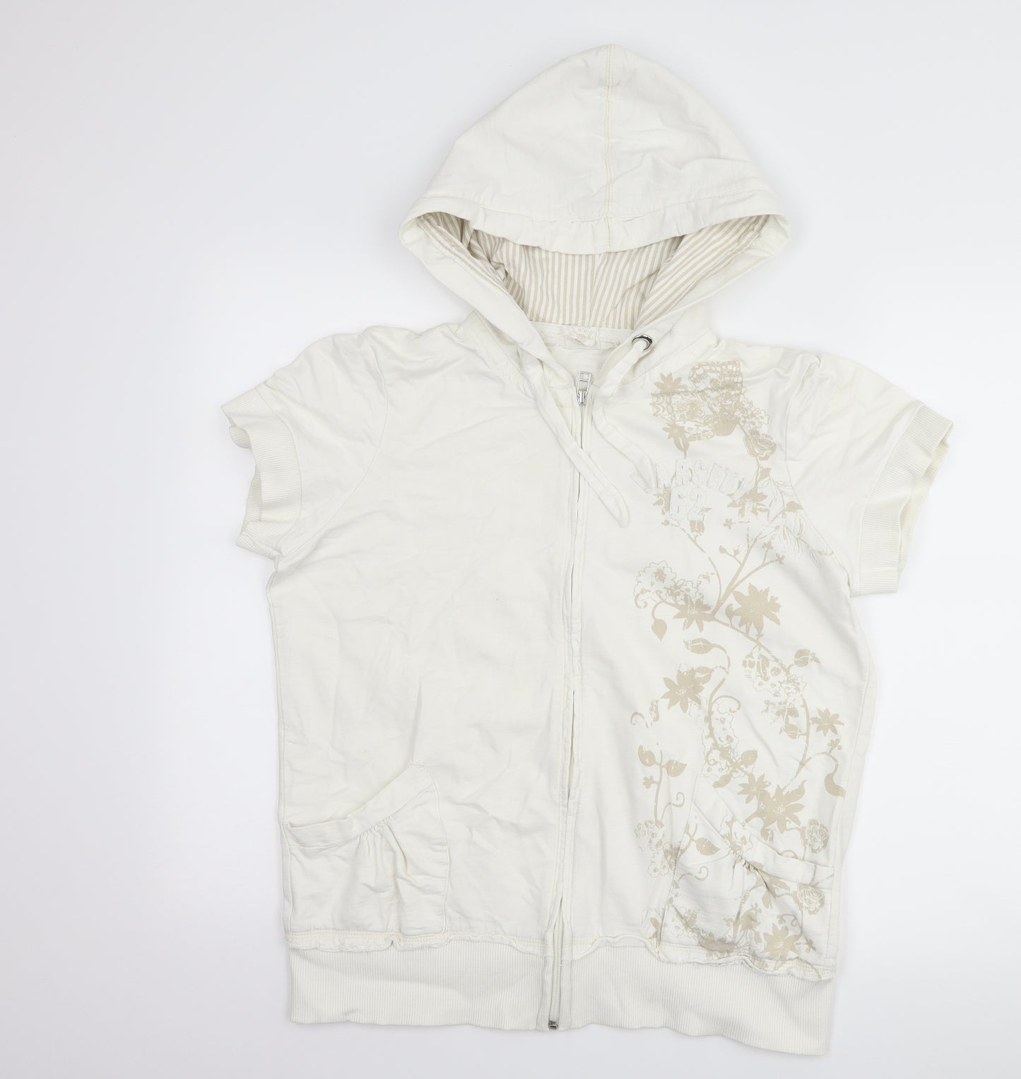 NEXT Womens White Floral  Full Zip Hoodie Size 18