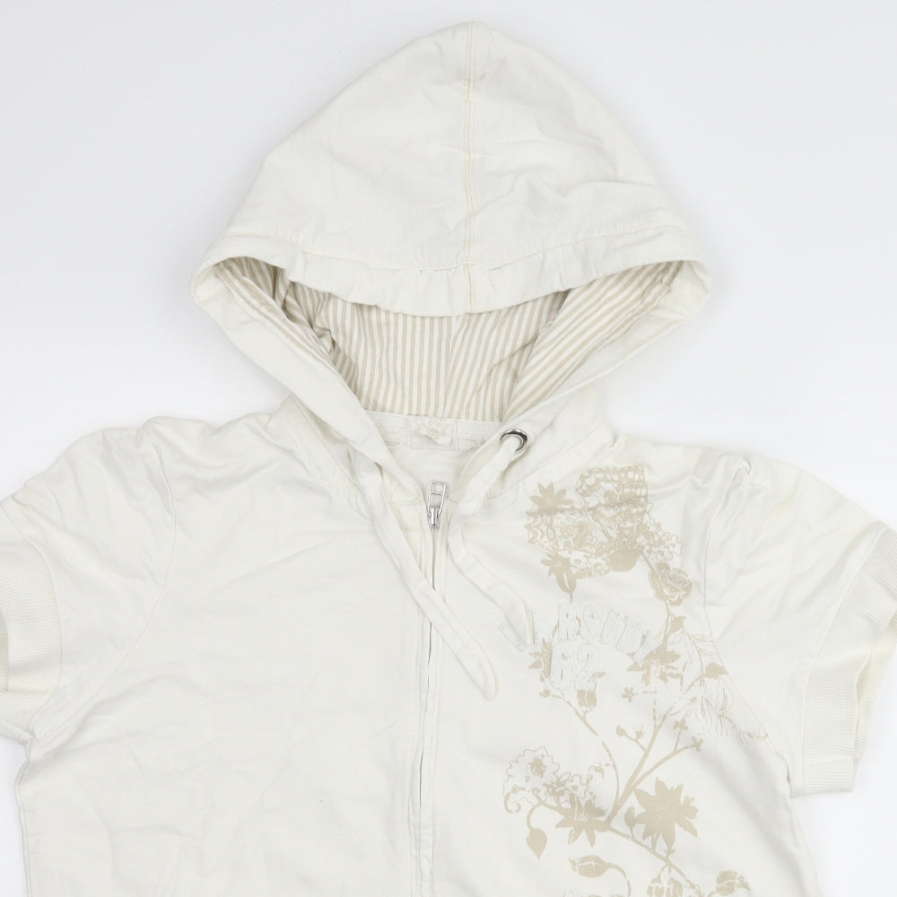 NEXT Womens White Floral  Full Zip Hoodie Size 18