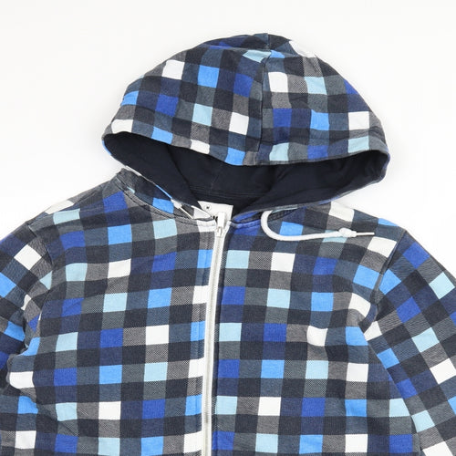 Fabric Mens Blue Check  Pullover Hoodie Size M