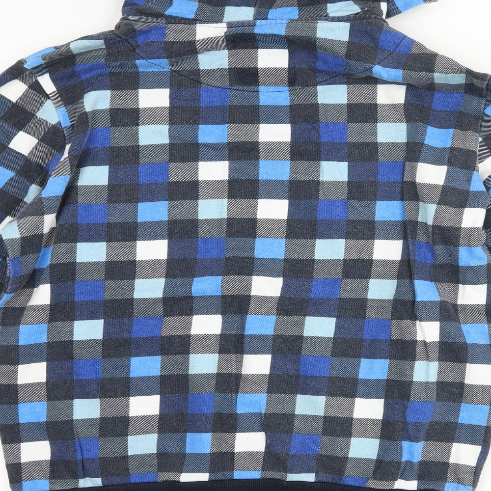 Fabric Mens Blue Check  Pullover Hoodie Size M