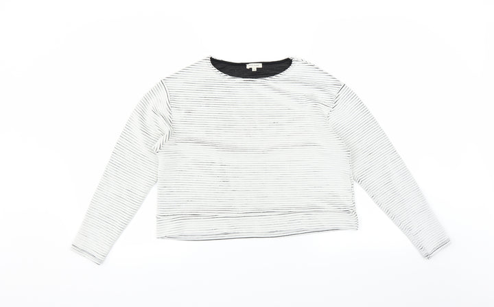 River Island Womens White Striped Pullover Jumper Size 12 - CROPPED