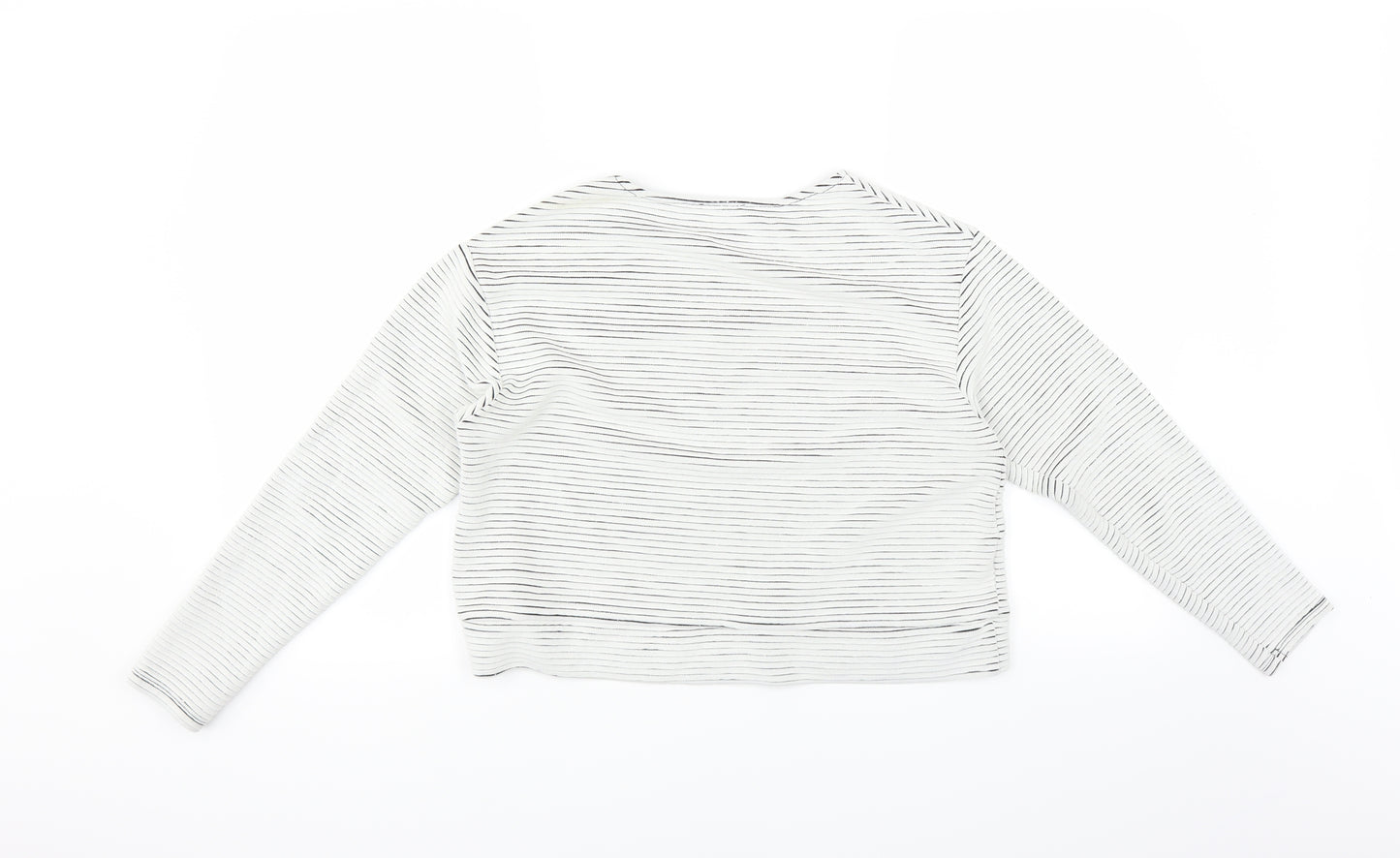 River Island Womens White Striped  Pullover Jumper Size 12  - CROPPED
