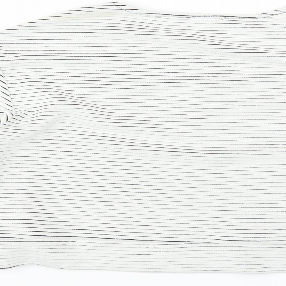 River Island Womens White Striped  Pullover Jumper Size 12  - CROPPED