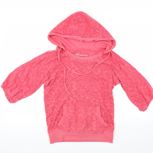 Internationale Womens Pink Animal Print  Pullover Hoodie Size 8