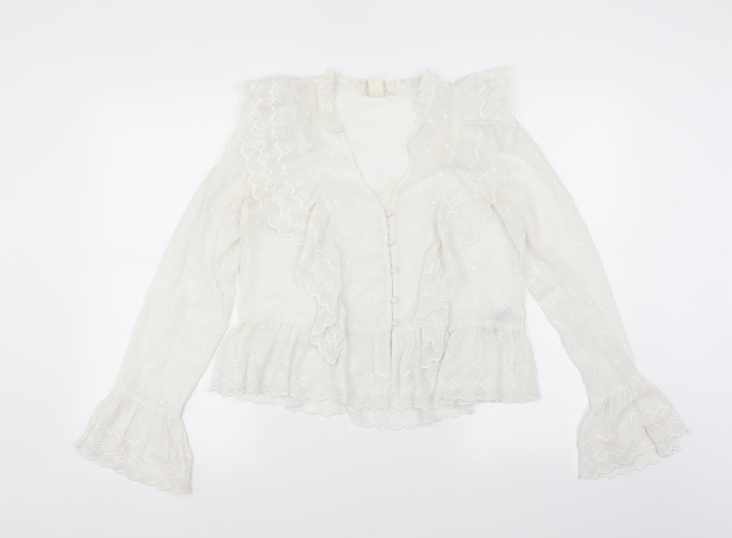 H&M Womens White   Basic Blouse Size 8