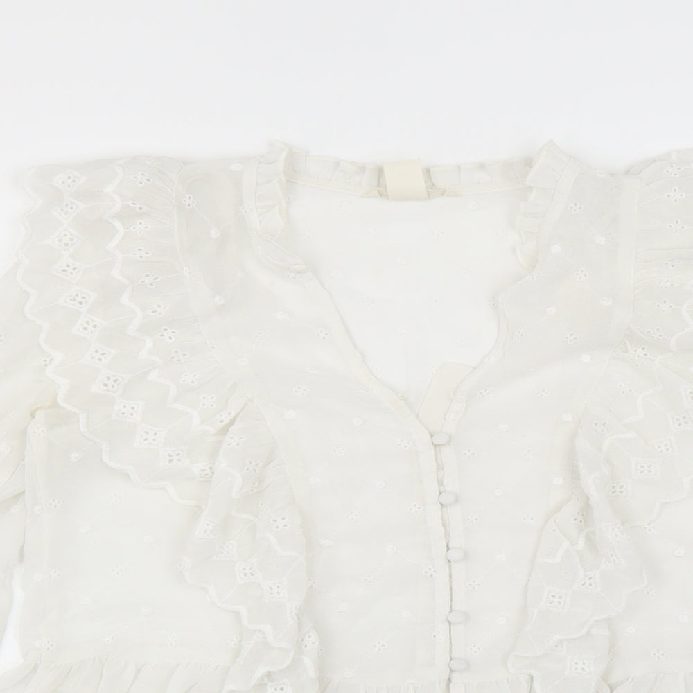 H&M Womens White   Basic Blouse Size 8