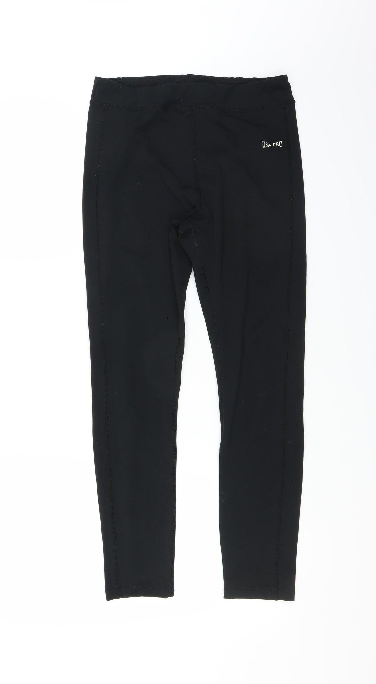 USA Pro Womens Black   Compression Leggings Size 12 L25 in