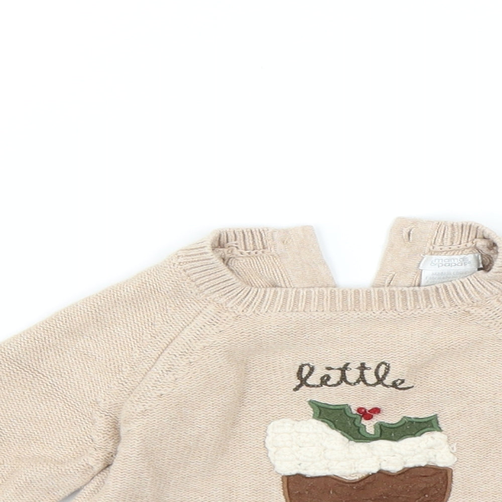 mamas & papas Baby Brown   Pullover Jumper Size 12-18 Months  - little pudding