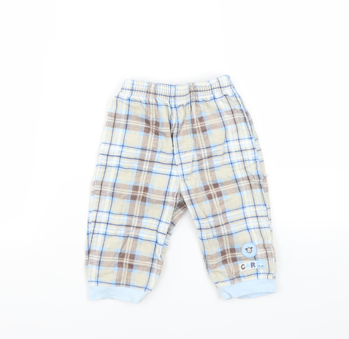 George Baby Blue Plaid  Jogger Trousers Size 6-9 Months