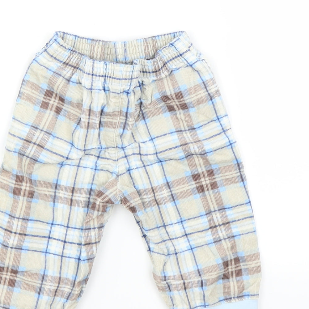 George Baby Blue Plaid  Jogger Trousers Size 6-9 Months