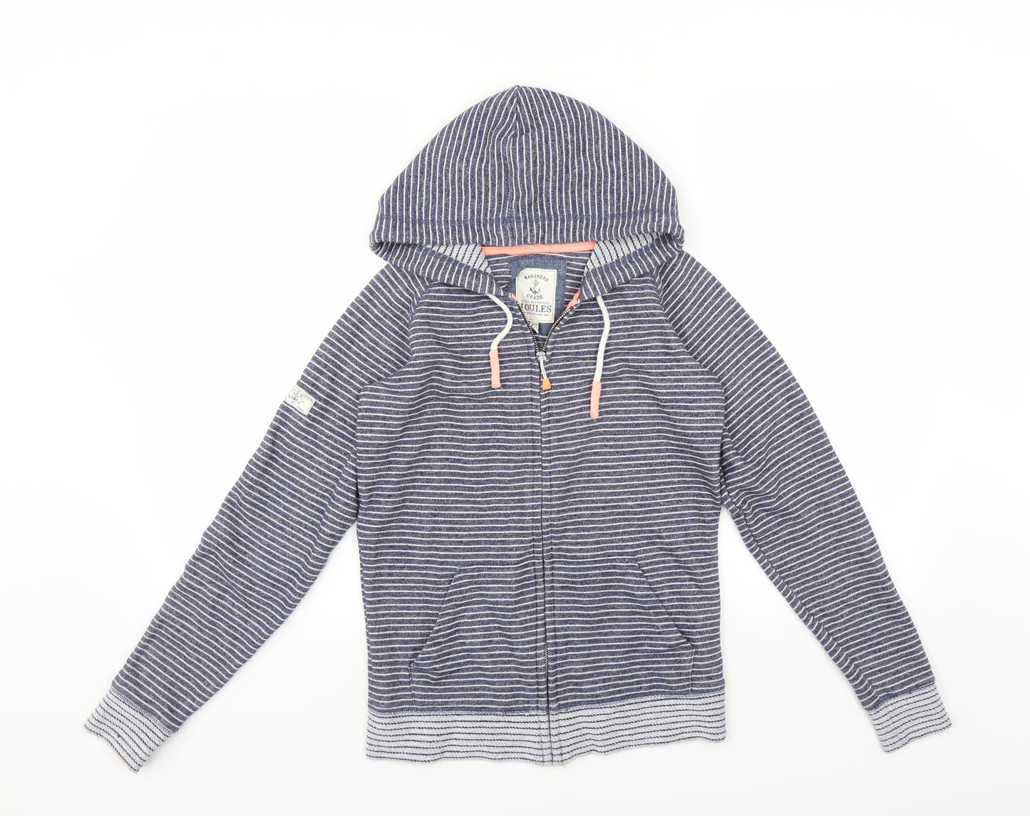 Joules Womens Blue Striped  Full Zip Hoodie Size 8