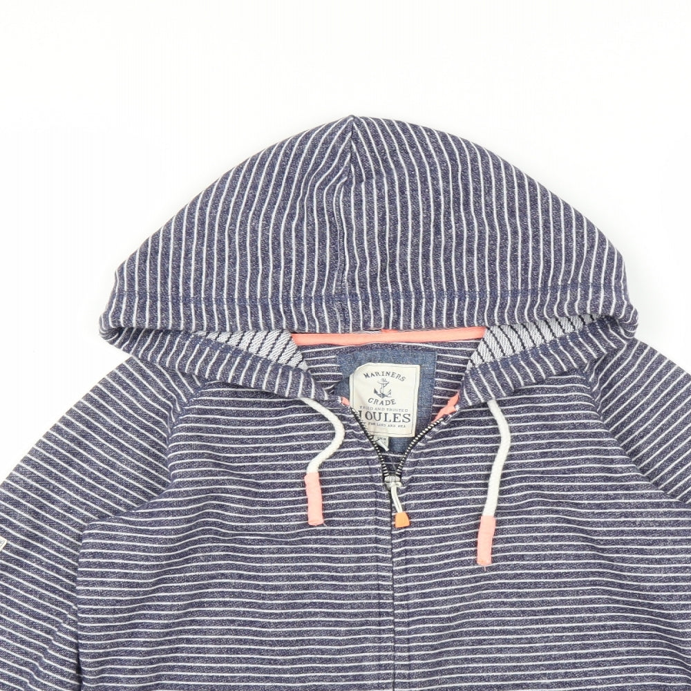 Joules Womens Blue Striped  Full Zip Hoodie Size 8