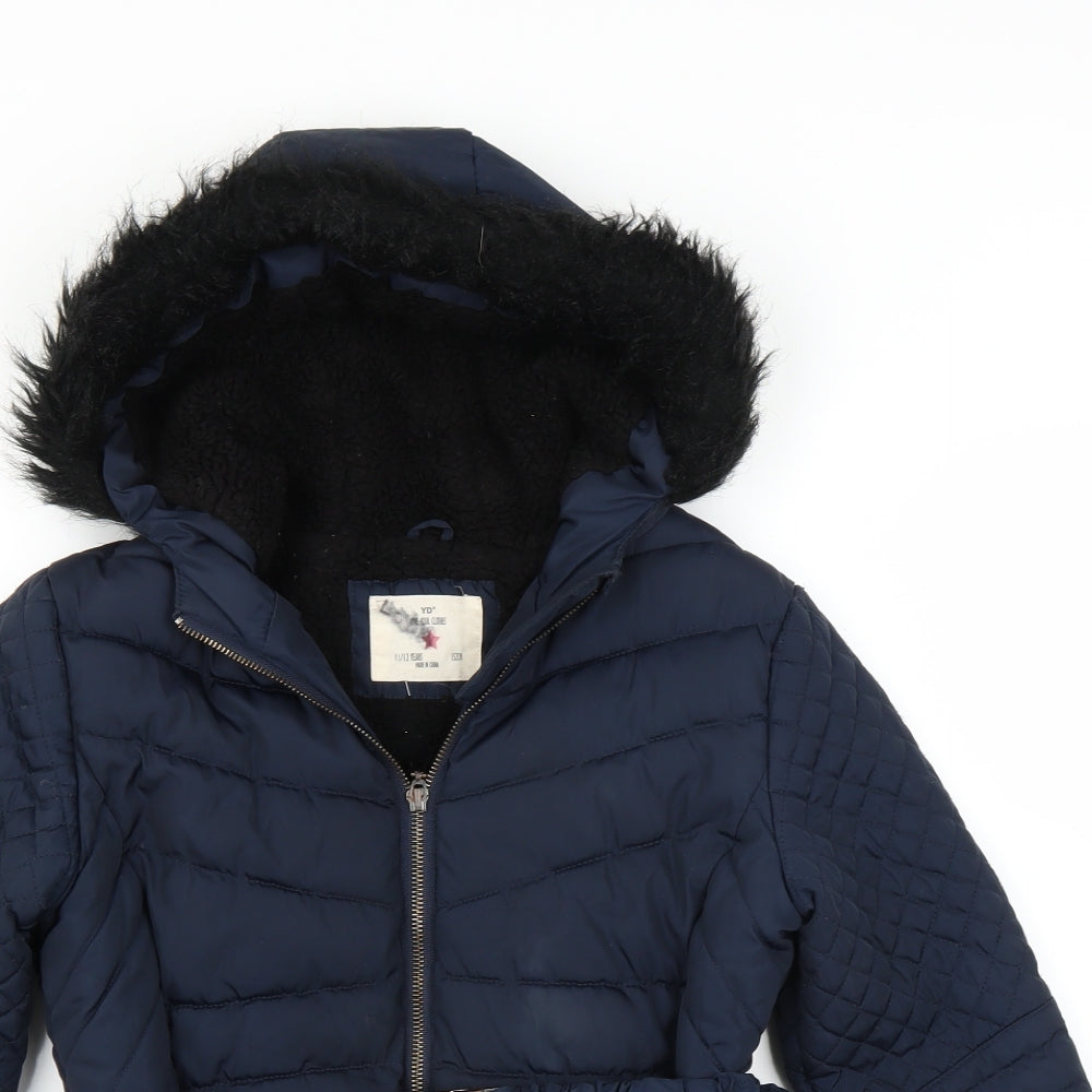 YD Girls Blue   Quilted Coat Size 11-12 Years
