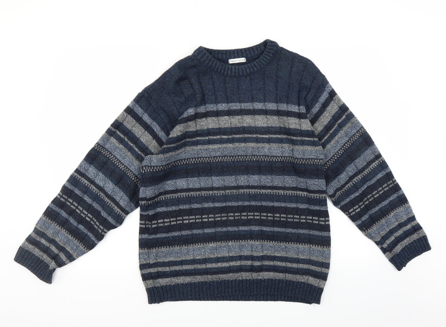 Simon Taylor Mens Beige Striped  Pullover Jumper Size S