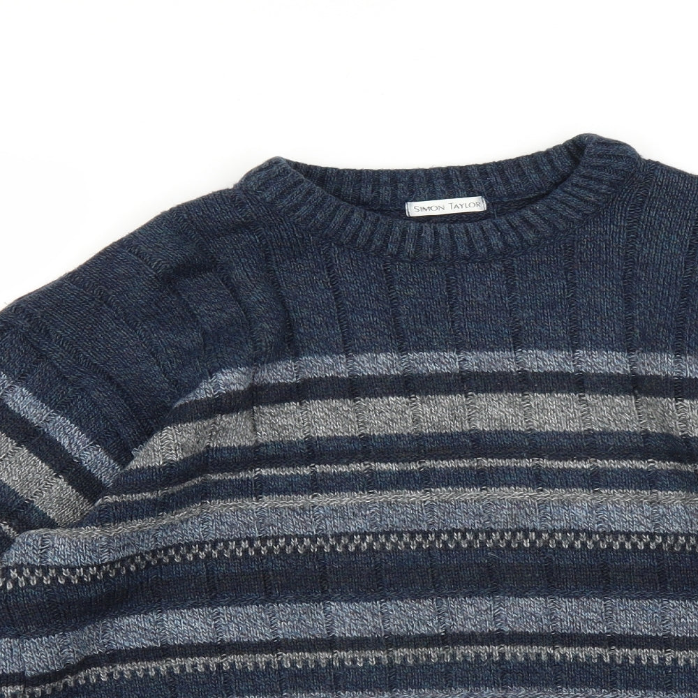 Simon Taylor Mens Beige Striped  Pullover Jumper Size S