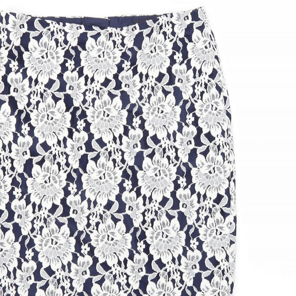 Marks and Spencer Womens Blue Floral  Straight & Pencil Skirt Size 8