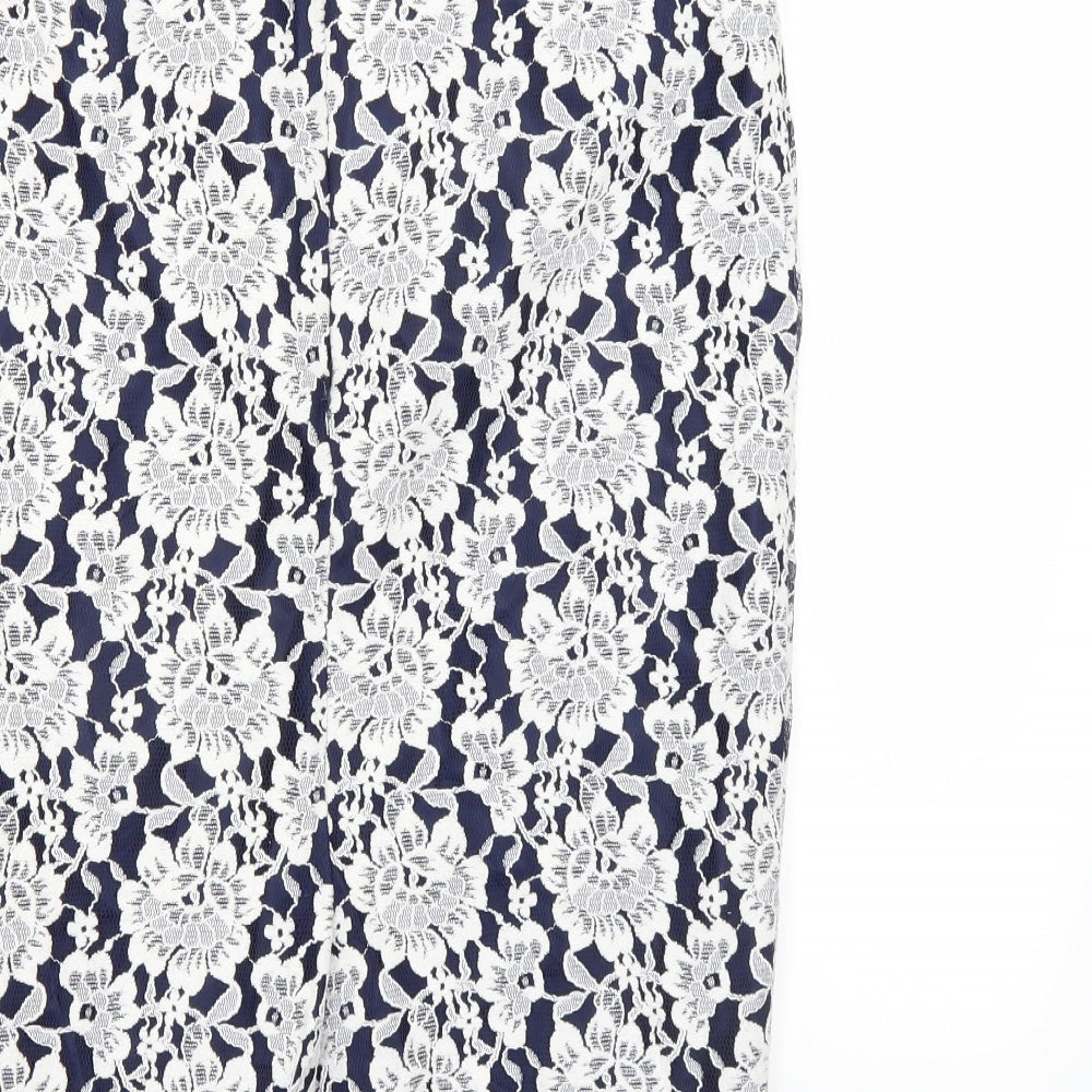 Marks and Spencer Womens Blue Floral  Straight & Pencil Skirt Size 8