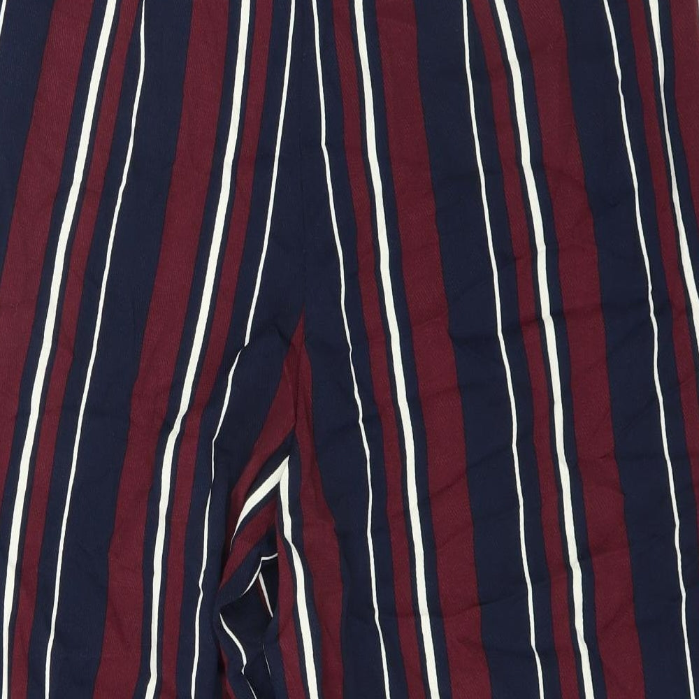 F&F Womens Blue Striped  Cropped Trousers Size 14 L20 in - Wide leg