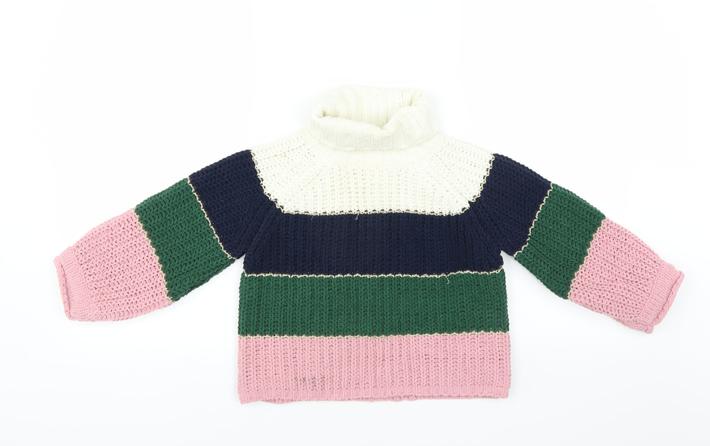 Marks and Spencer Girls Multicoloured Striped  Pullover Jumper Size 5-6 Years