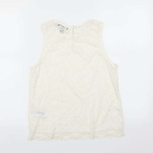 New Look Womens White Floral  Basic Blouse Size 6