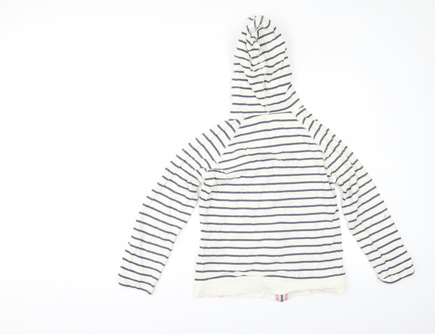 White Stuff Womens White Striped  Full Zip Hoodie Size 8