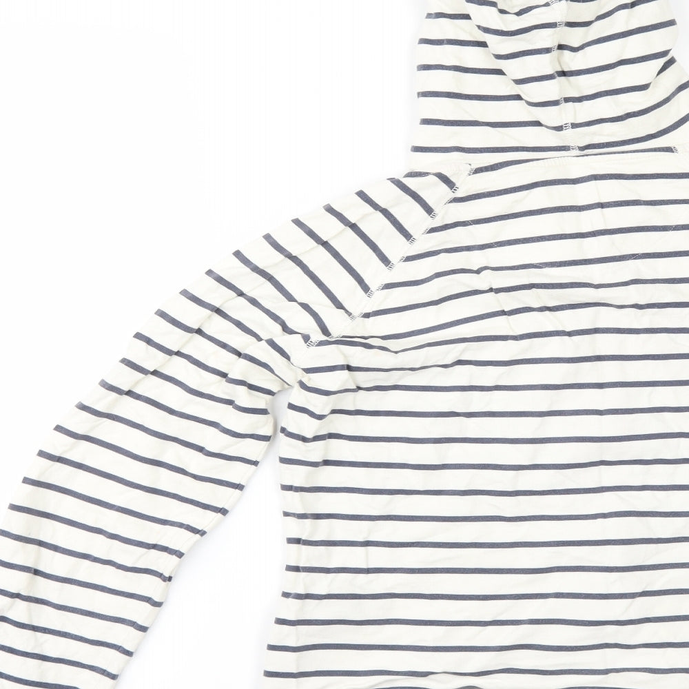 White Stuff Womens White Striped  Full Zip Hoodie Size 8