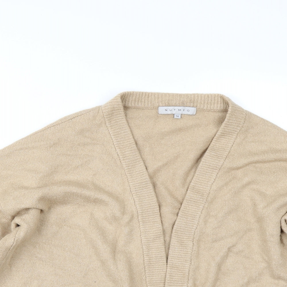 Nutmeg Womens Beige   Cardigan Jumper Size 16