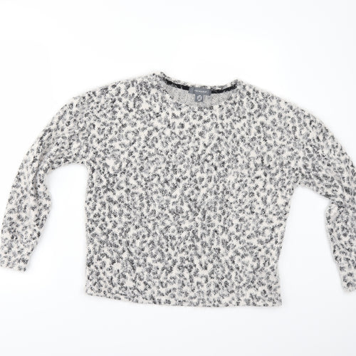 Primark Womens White Animal Print  Pullover Jumper Size 2XS