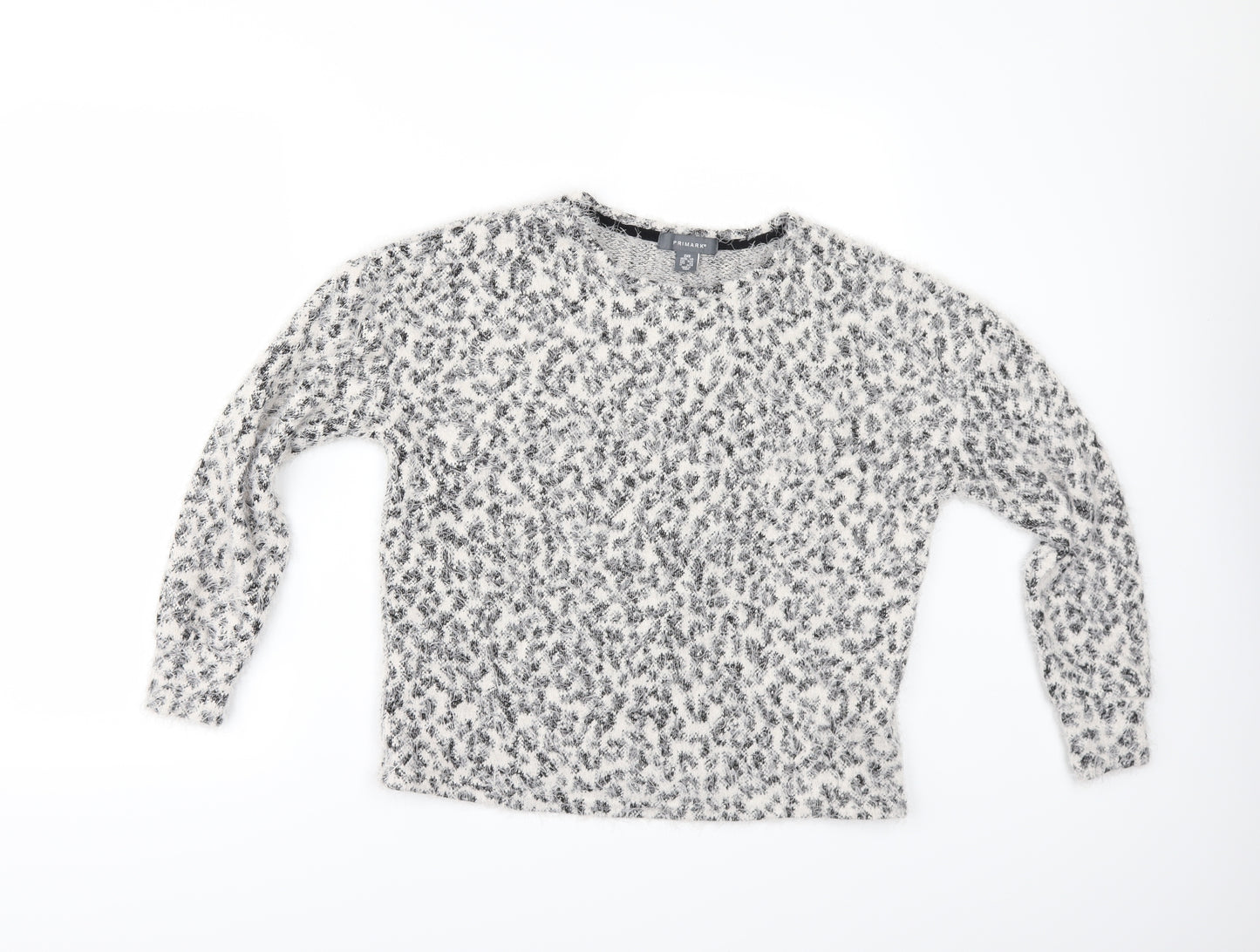 Primark Womens White Animal Print  Pullover Jumper Size 2XS