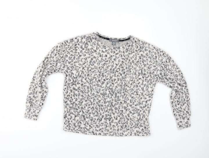 Primark Womens White Animal Print  Pullover Jumper Size 2XS