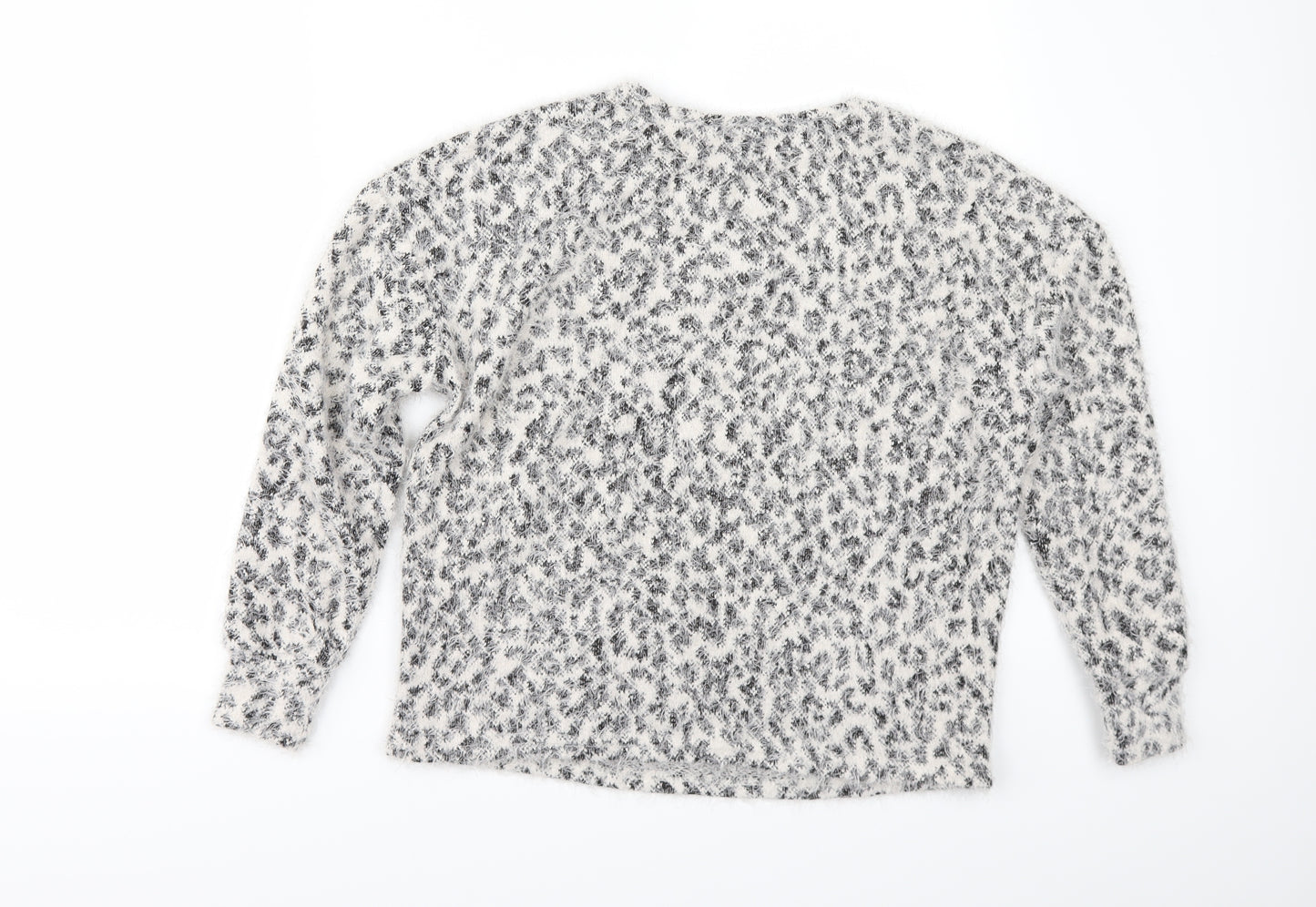 Primark Womens White Animal Print  Pullover Jumper Size 2XS
