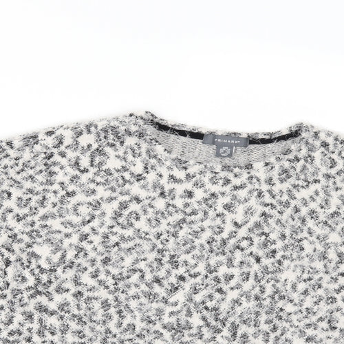 Primark Womens White Animal Print  Pullover Jumper Size 2XS