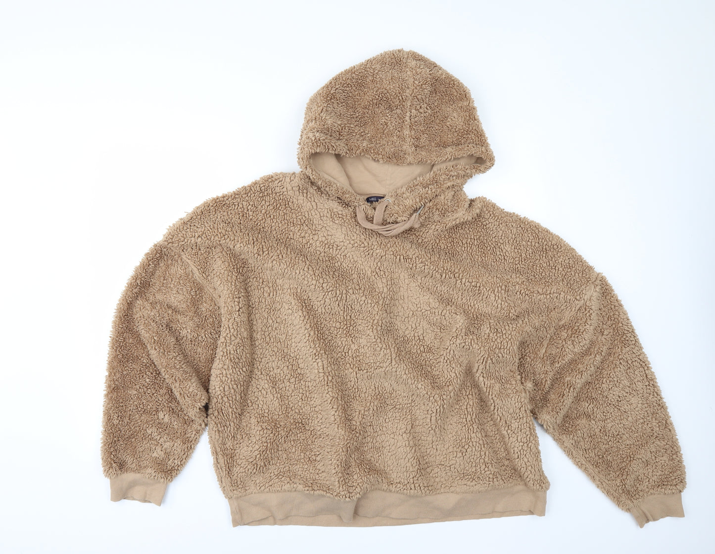 Marks and Spencer Womens Beige  Fleece Pullover Hoodie Size XL