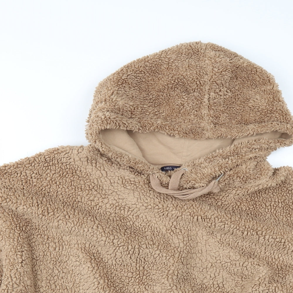 Marks and Spencer Womens Beige  Fleece Pullover Hoodie Size XL