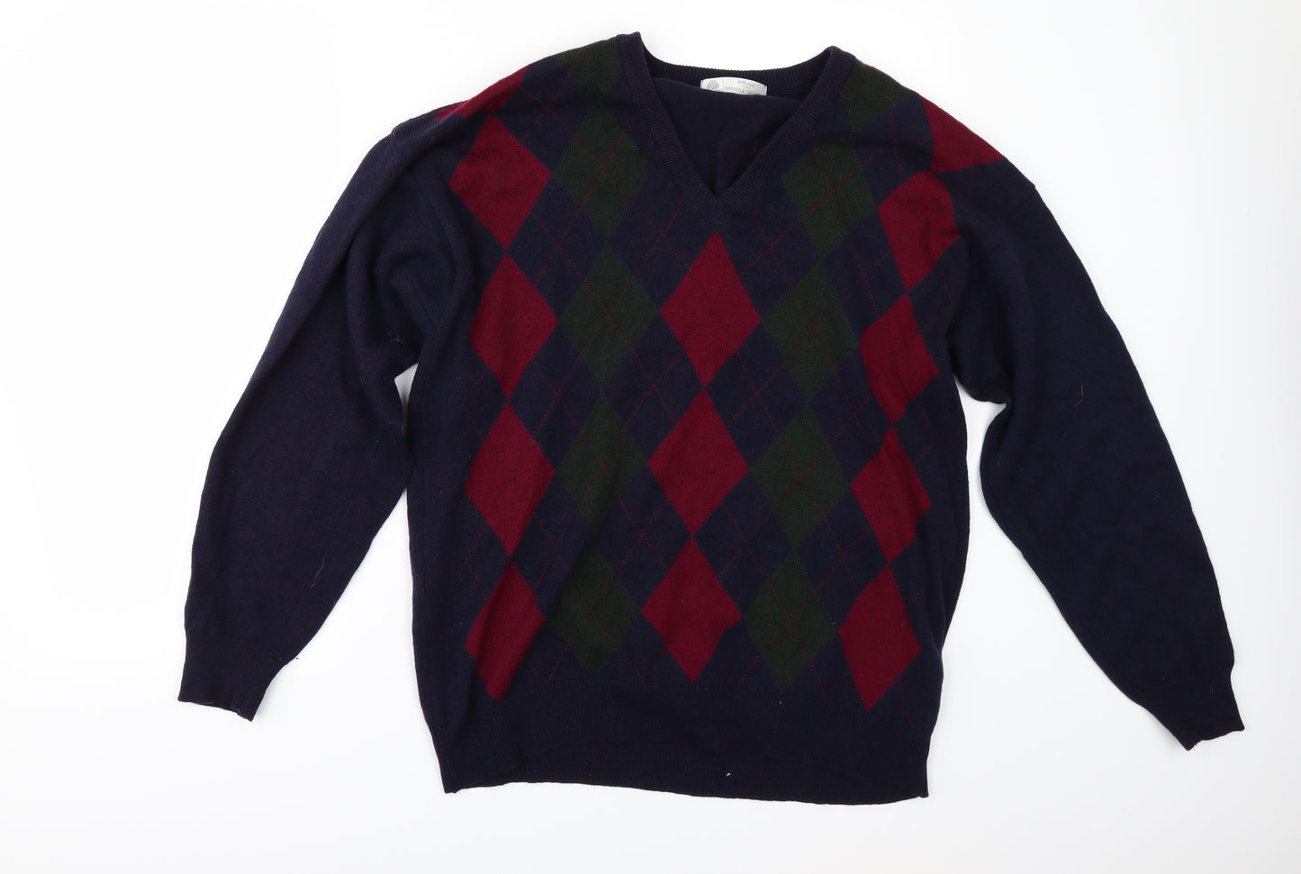 Marks and Spencer Mens Blue Geometric  Pullover Jumper Size M