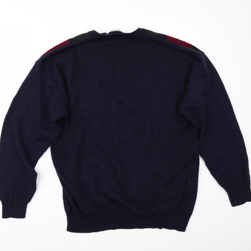 Marks and Spencer Mens Blue Geometric  Pullover Jumper Size M