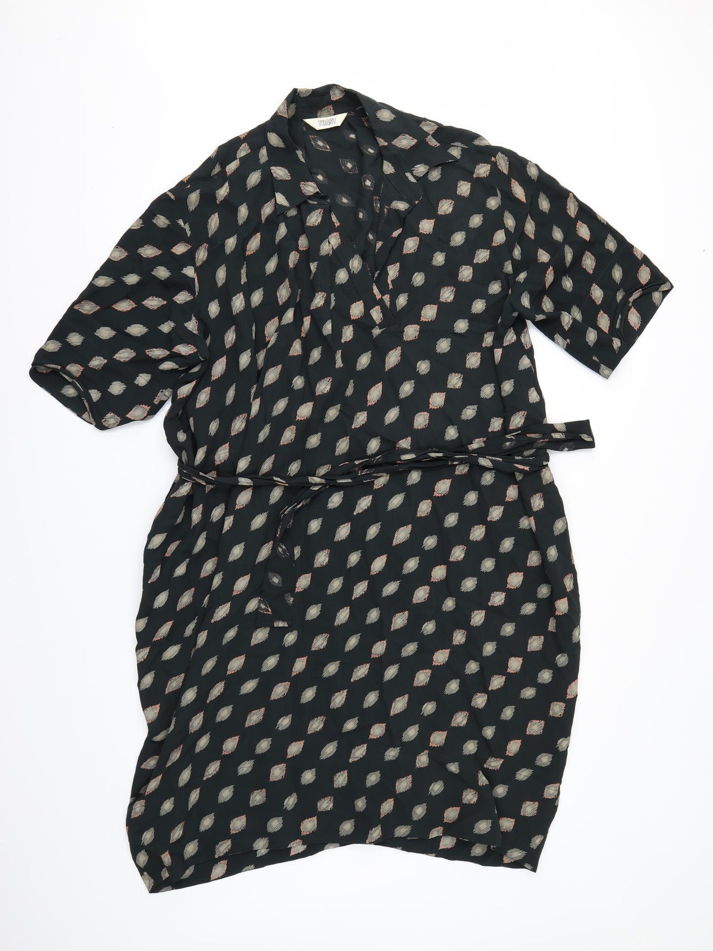 Toast Womens Green Geometric  Shirt Dress  Size 16