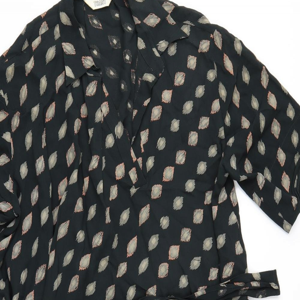 Toast Womens Green Geometric  Shirt Dress  Size 16