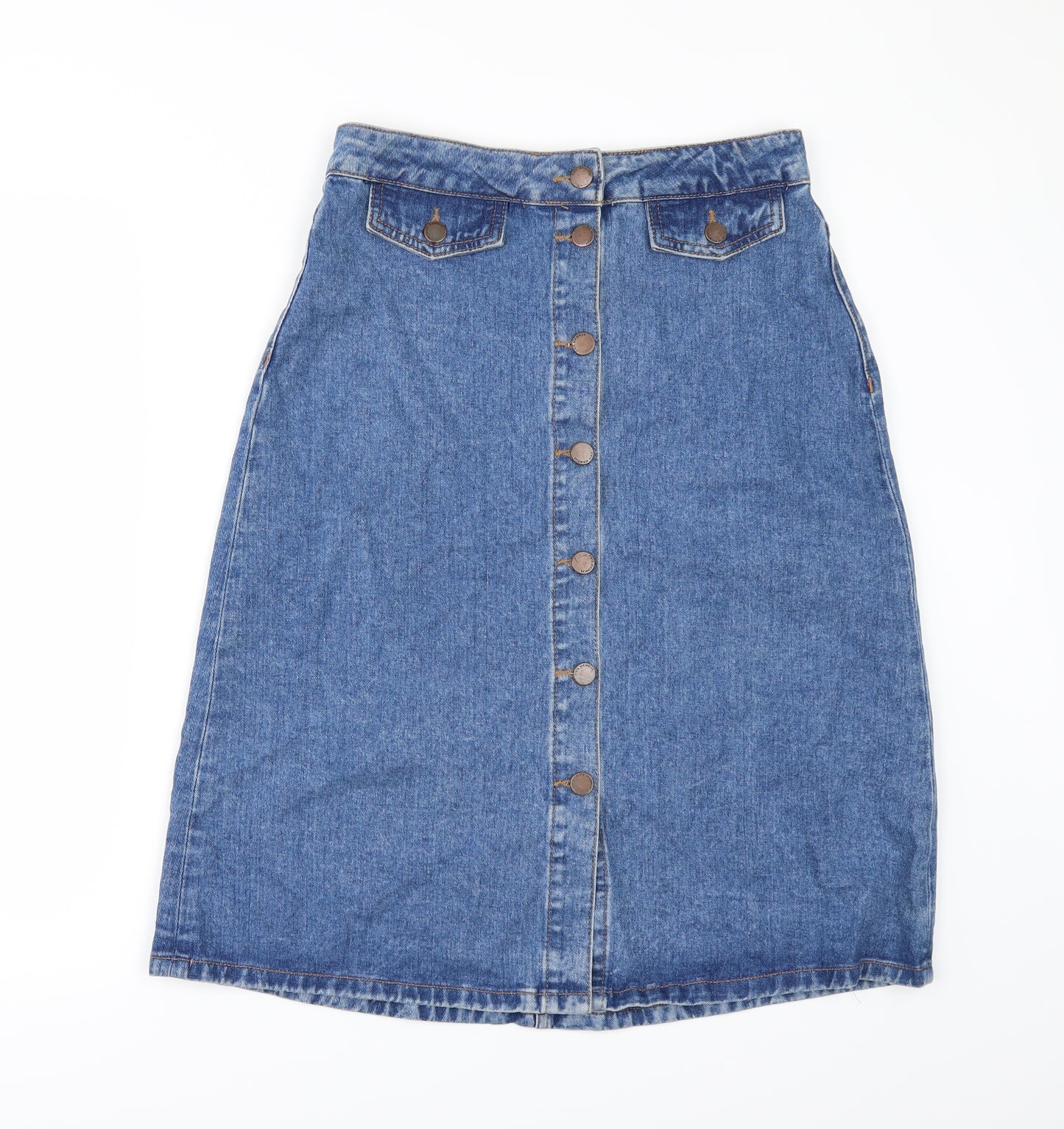 Zara Womens Beige  Denim A-Line Skirt Size S
