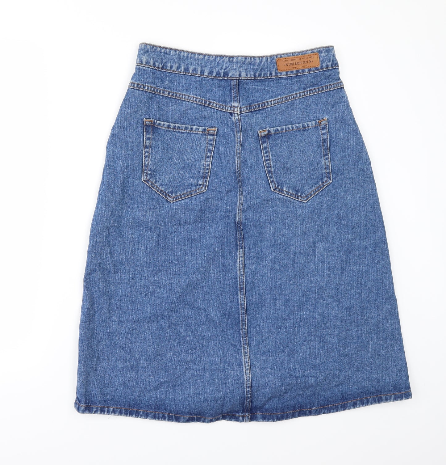 Zara Womens Beige  Denim A-Line Skirt Size S
